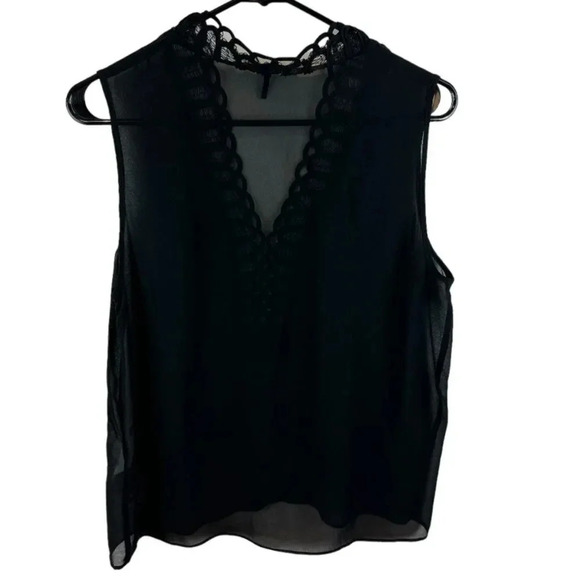 Maje Sleeveless Black V-Neck Top 2 - Picture 5 of 15